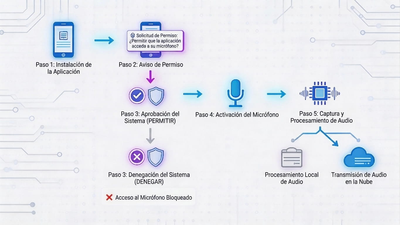 Permisos de accesos al micrófono de un celular
