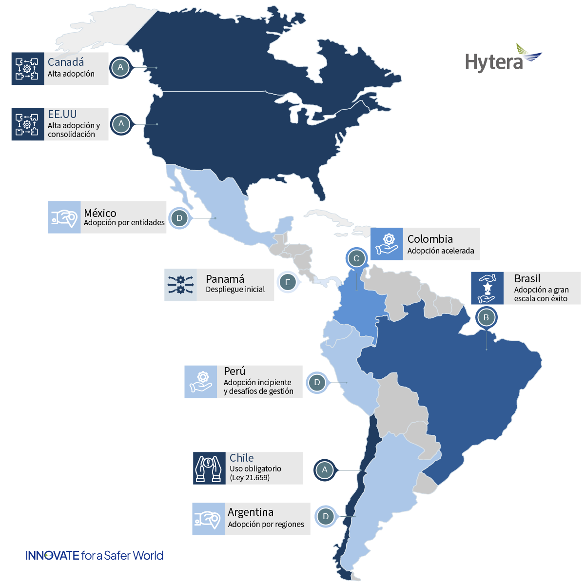 Infomapa sobre adopción de bodycams en región Latam